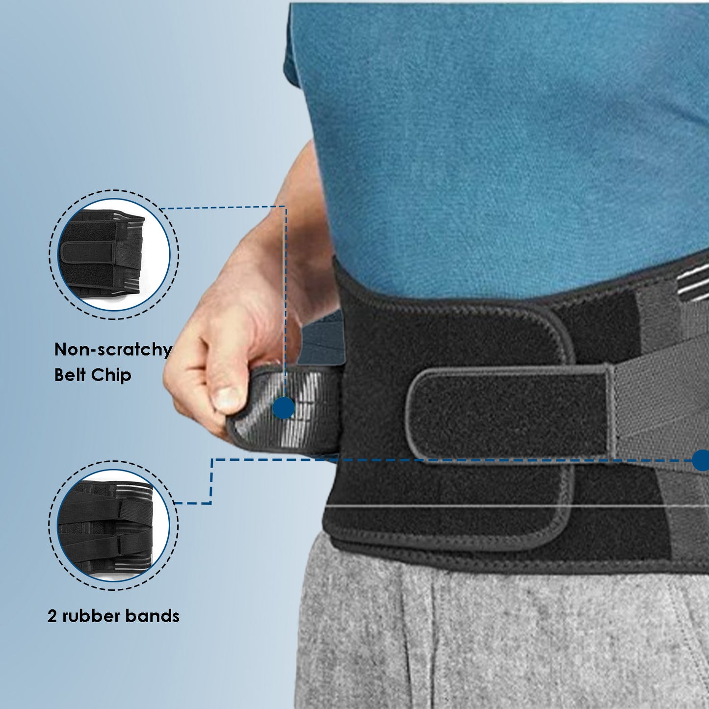 Premium EVA Pad Back Brace for Upper & Lower Back Pain - Breathable Lumbar Support Belt for Men & Women, Adjustable Support Straps, Back Pain Relief