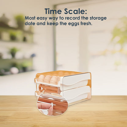 Egg Storage Box for Refrigerator, Plastic Egg Container Holder, Stackable Egg Storage, Plastic Egg Fresh and Dispenser Box for Fridge, 1 Layer Tray & Clear Egg Organizer