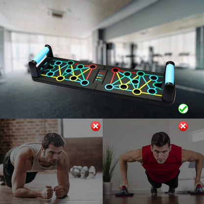 Push Up Board Home Gym - Multifunctional Pushup Training System for Full Body Workout, Portable Handles Fitness Equipment, Accessories for Chest, Color-Coded Muscle